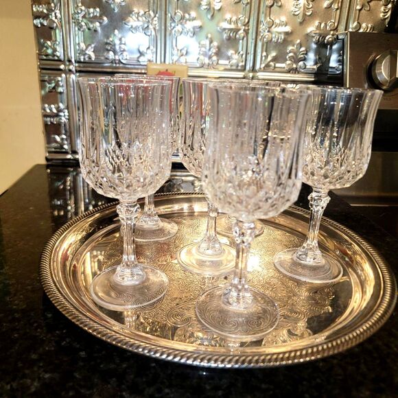 Cristal d'arques Fine Lead Crystal SIX (6) Longchamp 25cl Wine Glasses VTG Excel - Picture 9 of 14